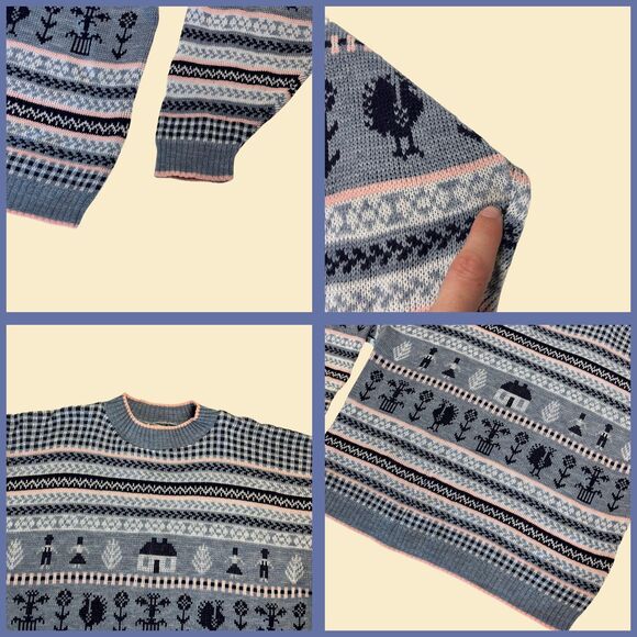 Vintage 80s striped sweater by Classic Essentials, size 22W blue & pink pullover - Picture 2 of 7